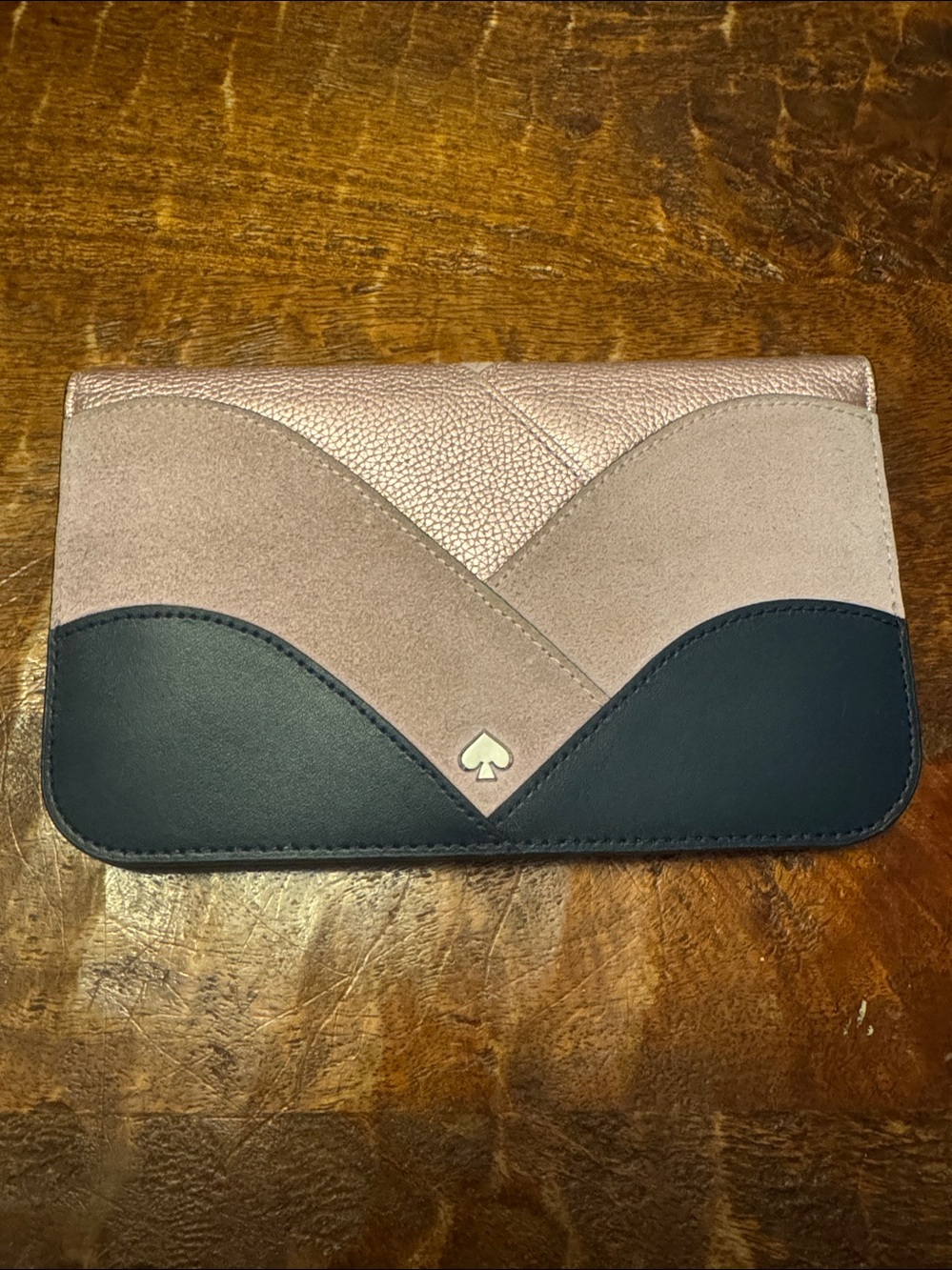 Kate Spade Nadine Patchwork Medium Clutch Wallet Colorblock Suede Designer